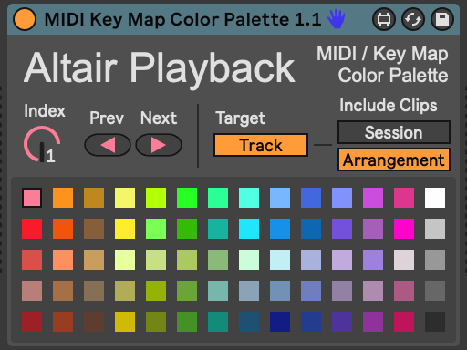 M4L Midi Key Map Color Palette